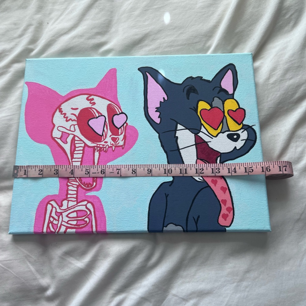 Tom and Jerry skull in love heart painting - Picture 3 of 4